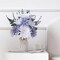 16" Artificial Flowers with Eucalyptus Stems and Greenery, Faux Dahlia Flower Arrangement in White Ceramic Vase with Heart Charm Décor, Rustic Farmhouse Table Centerpiece for Home, Kitchen & Office